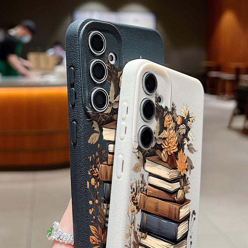 Cartoon Books Pattern Case For Samsung Galaxy S24 S25 Ultra Edge S23 Plus S22 S21 FE A34 A54 A15 A35 A55 A16 A26 A36 A56 5G Capa