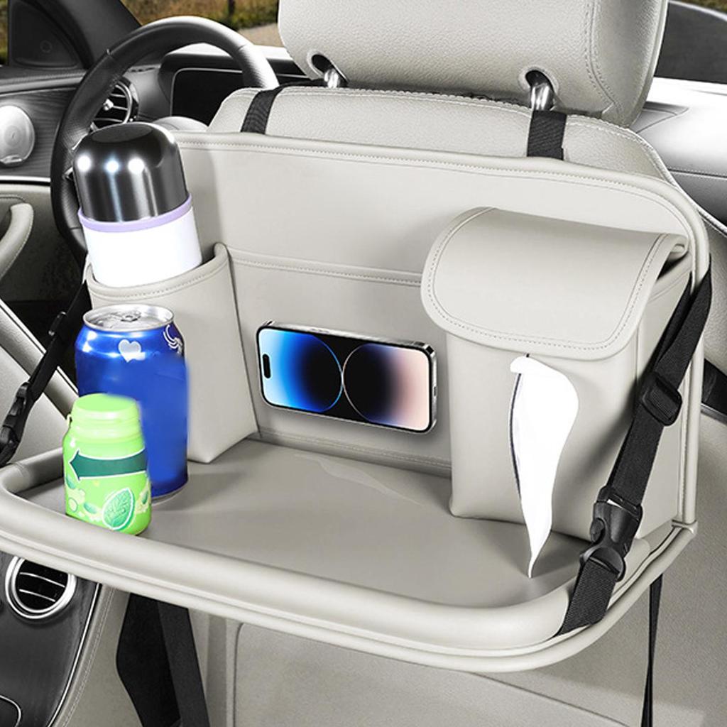 Backseat Car Organizer PU Leather Foldable Multifunctional Auto Accessories Car Table Tray For Vehicle Truck SUV Van Door Road