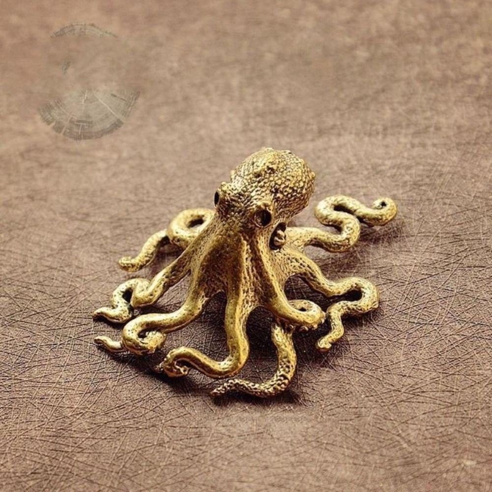 Antique Octopus Ornament Solid Copper Animal Figurines Octopus Statue  Desk Ornament Accessories