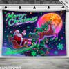 Christmas Dark Santa  Reindeer Fluorescent Tapestry Outer Space UV BlackLight Tapestry, Wall Hanging For Living Room Bedroom Office Home Decor