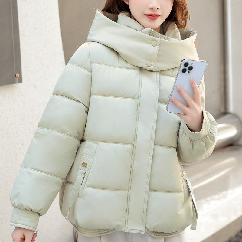 

Модні жіночі короткі пальто Зимові парки З капюшоном Повсякденні Вільні Товсті Теплі Верхній одяг Жіночі куртки 2XL світло-зелений колір