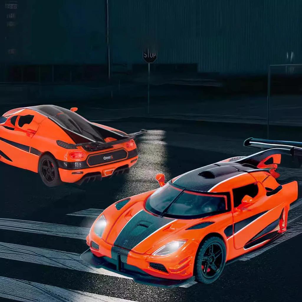 1/32 Koenigsegg ONE 1 Model sportovního auta z hliníkové slitiny Odlitky Kovové závodní vozidla Model Simulace Zvuk a světlo Dětská hračka Dárek