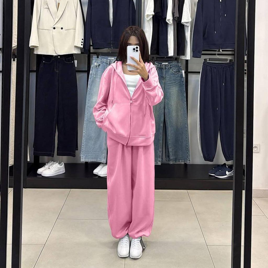 European & American Women's Fashion Summer Casual Sporty Cardigan & Zipper Pants Set