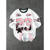 Women's Summer Minimalist Crew Neck Short-Sleeve Loose Casual Sports Printed Jersey T-Shirt