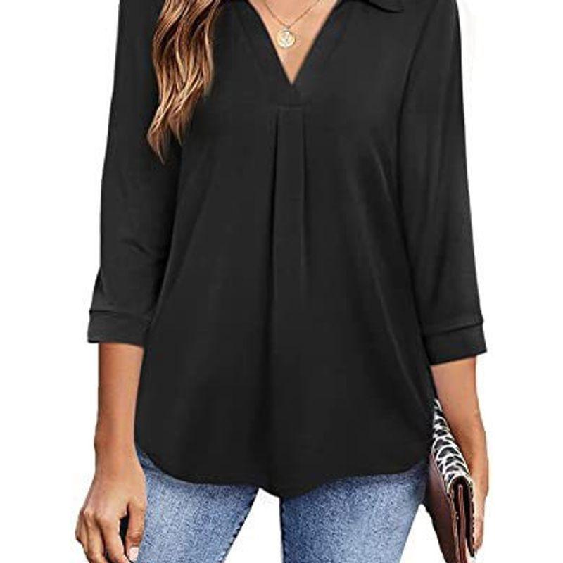 2022 Long Sleeve Shirt Pullover Loose V Neck Shirt Women