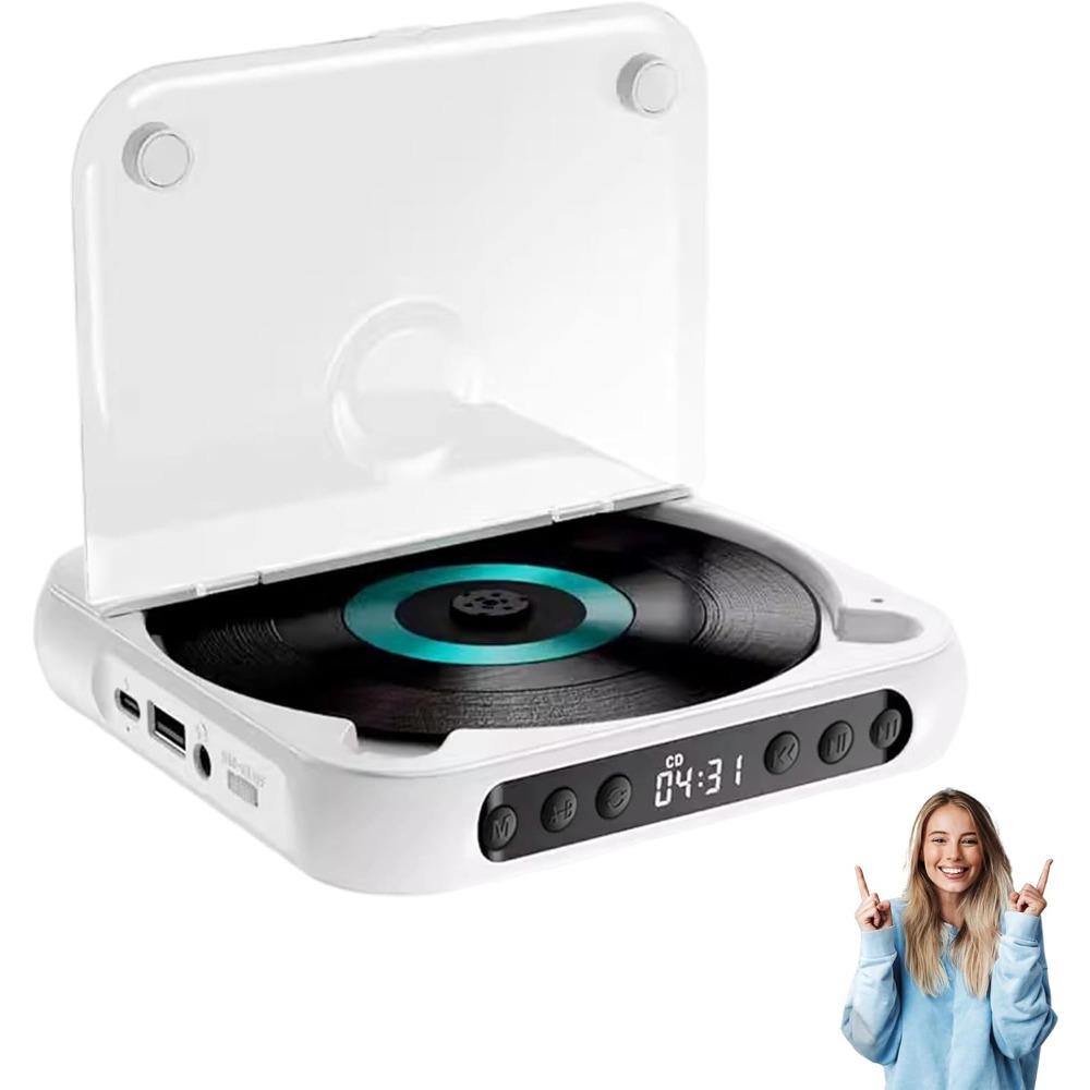 Portable Bluetooth CD Player, New 2025 Model, High-fidelity Sound Quality, Supports Wireless and Wired Playback, Rechargeable Compact CD Player.