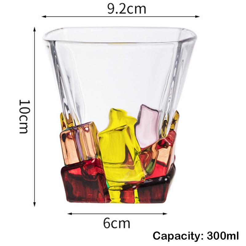Whiskey Glasses with Colorful Painting, Scotch Whisky, Bourbon, Cocktails, RUM, Durable Whiskey Glasses
