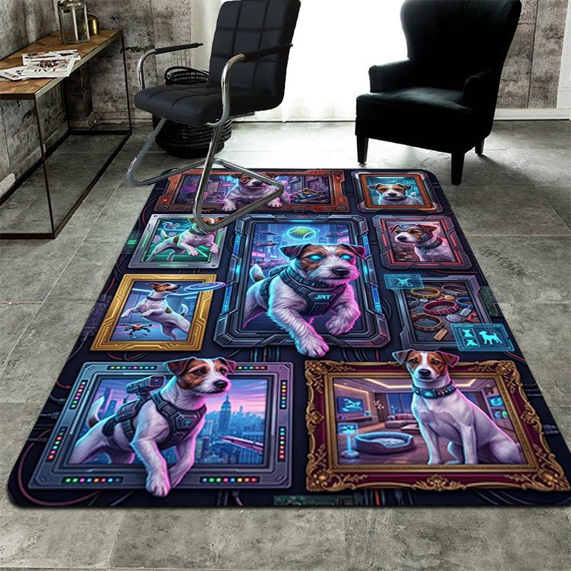 Cybernetic Canine Compilation Pattern Rug Floor Mat for Living Room or Bedroom Soft and Comfortable Carpet a Gift for Birthday and Holiday.