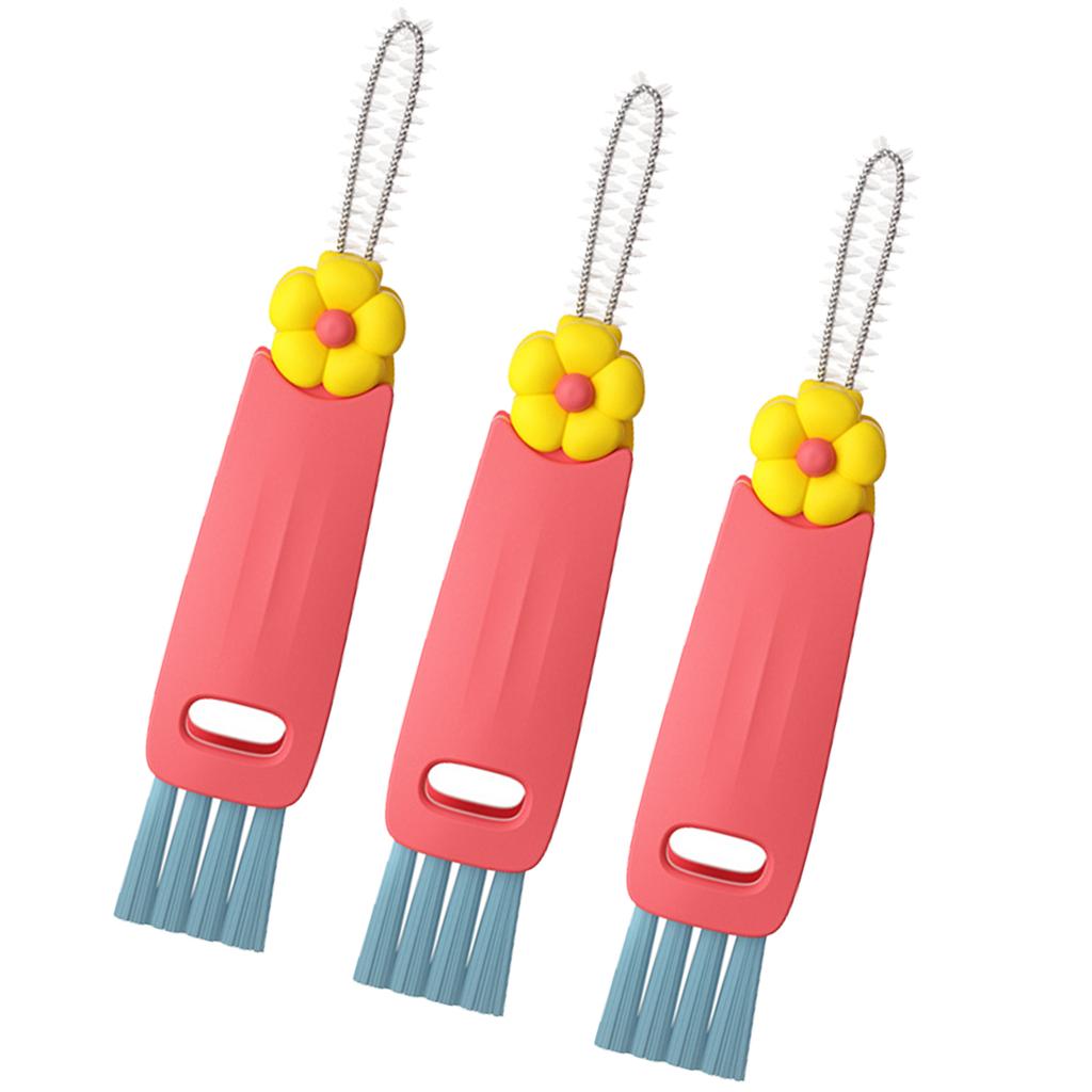 3 In 1 Cup Lid Cleaning Brush Multi Functional Scrubber For Bottles Travel Kitchen Accessories Plastic Material