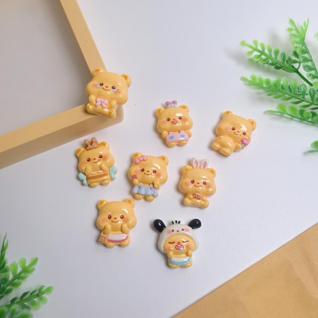 Cute Bear Flatback Resin Cabochon Cartoon Bear Charms for DIY Crafts Nail Art Scrapbooking Embellishments