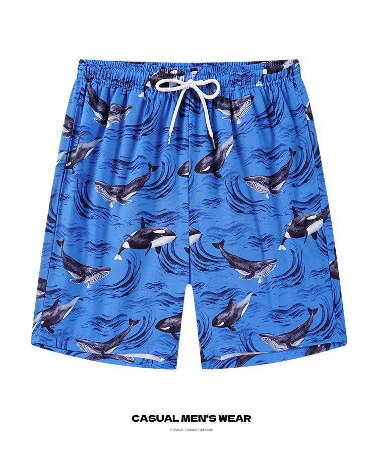 2026 Men's Ice Silk 3D Print Mid-Length Beach Sports Shorts - Trendy and Versatile Casual Wear