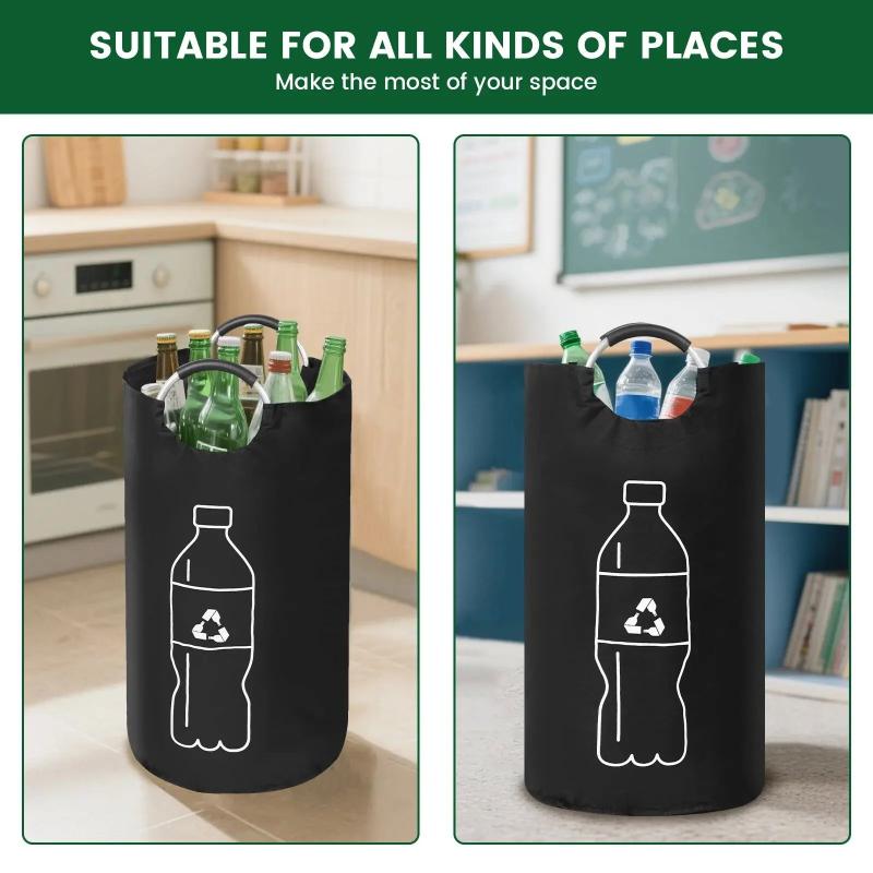82L Empty Bottle Storage Basket Folding Kitchen Wastewater Bottle Collector Bag With Aluminum Handle Large Capacity Bin