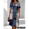 Big Size S-6XL Women's Printed Dress Summer Short Sleeve Round Neck Casual Mini Dress