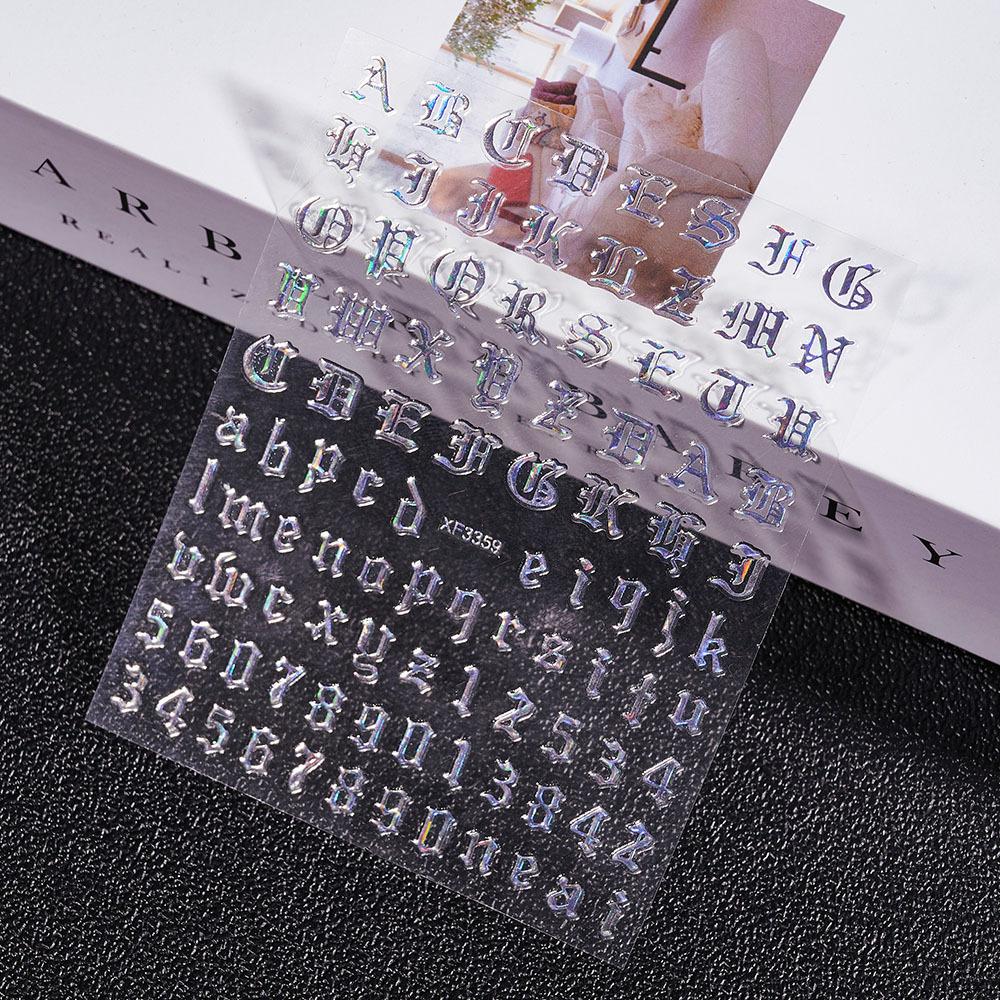 3D Adhesive-Backed Letter Manicure Decorative Sticker Fluorescent Yellow-Green Self-Adhesive Plastic Self-Adhesive Nail Sticker Nude