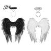 Outdoor Cosplay Wings Angel Feather Wing for Women Girls, Soft Organza Costume Accessory Halloween with Headband Photo Booth, Party, Stage Show