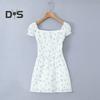 Women's Summer Mini Corset Dress Square Neck Short Puff Sleeve Flowy A-Line Dress Backless Beach Cocktail Party Dress