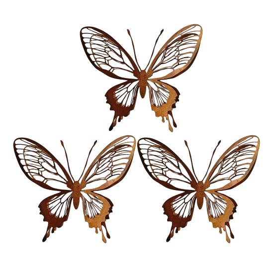 Rusty Butterfly Garden Decor, Hollow Out Butterfly Silhouette Lawn Decoration, Double Layer Butterfly Yard Statues Pathway Signs for Outside Patio