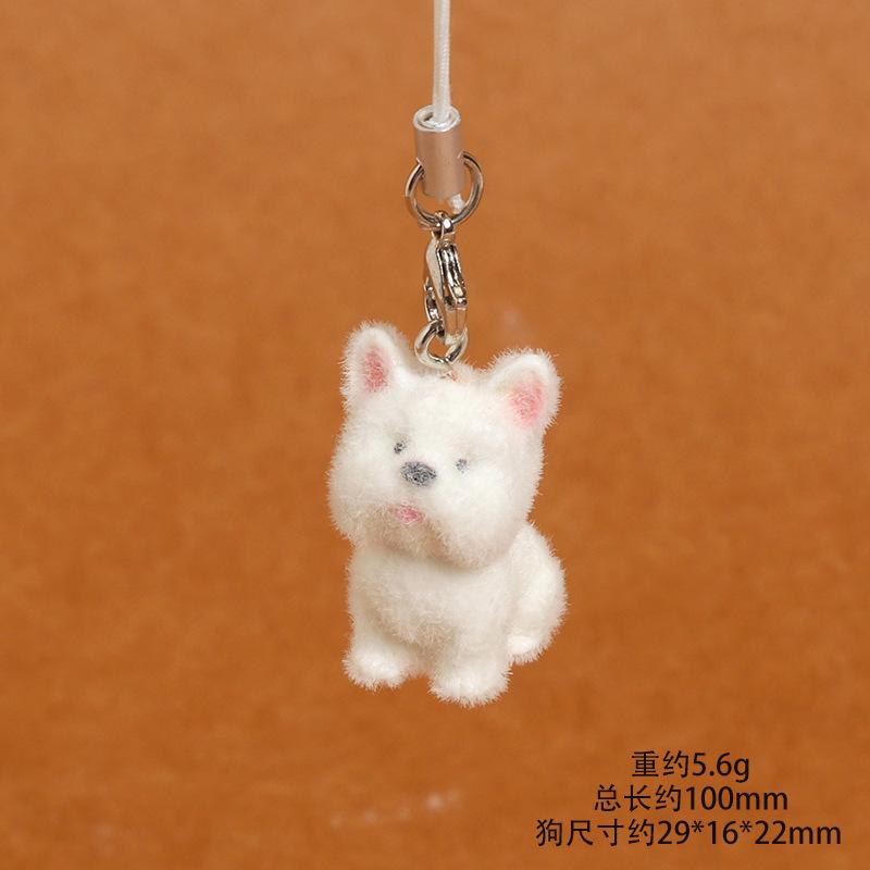 Flocked Puppy for Women Girl Mobile Phone Lanyard Dog Lovers Bag Charms Tremdy Key Chains Couple Friend Kids Gift Bag Charm
