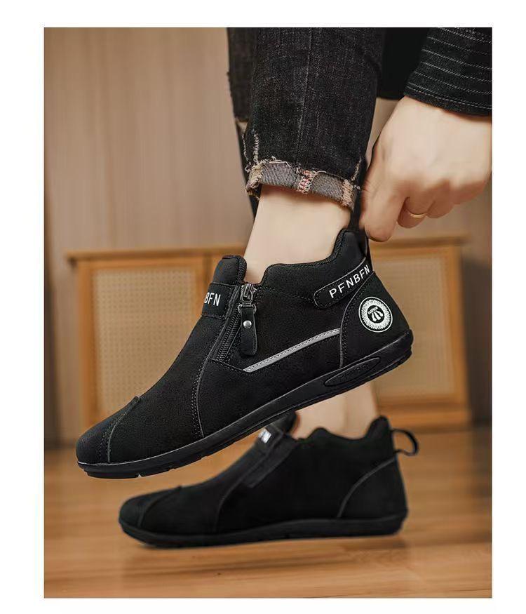 Men's Lightweight Mid-Top Slip-On Casual Shoes - Versatile, Fashionable, Wear-Resistant, and Anti-Slip Flats