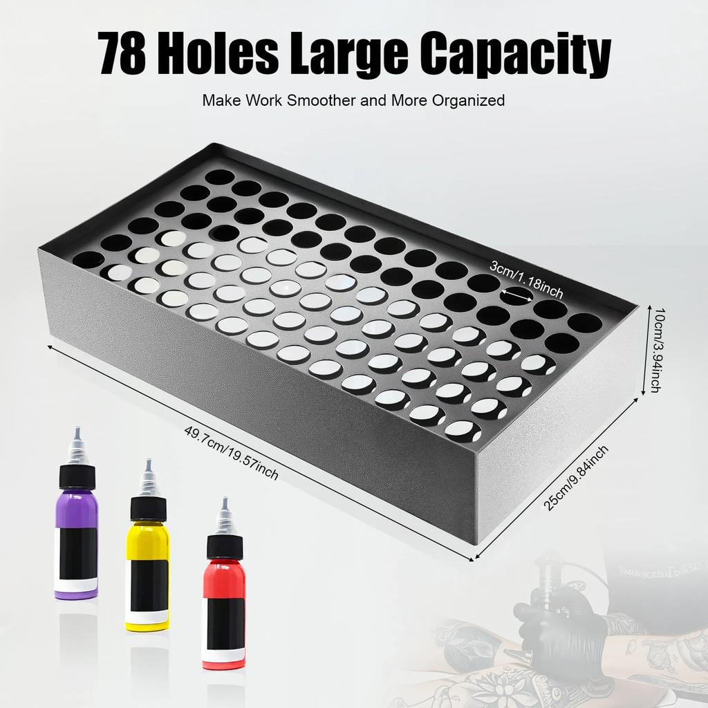 Bymaocar 78-Hole Wall-Mounted Paint Bottle Holder, Iron Organizer for Nail & Hair Salons, Modern Storage Rack for Art Supplies