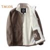 Herren Mantel Revers Langarm Doppelseitiger Polarfleece Mantel mit Taschen Herbst Winter Einfarbig Lässige Oberbekleidung