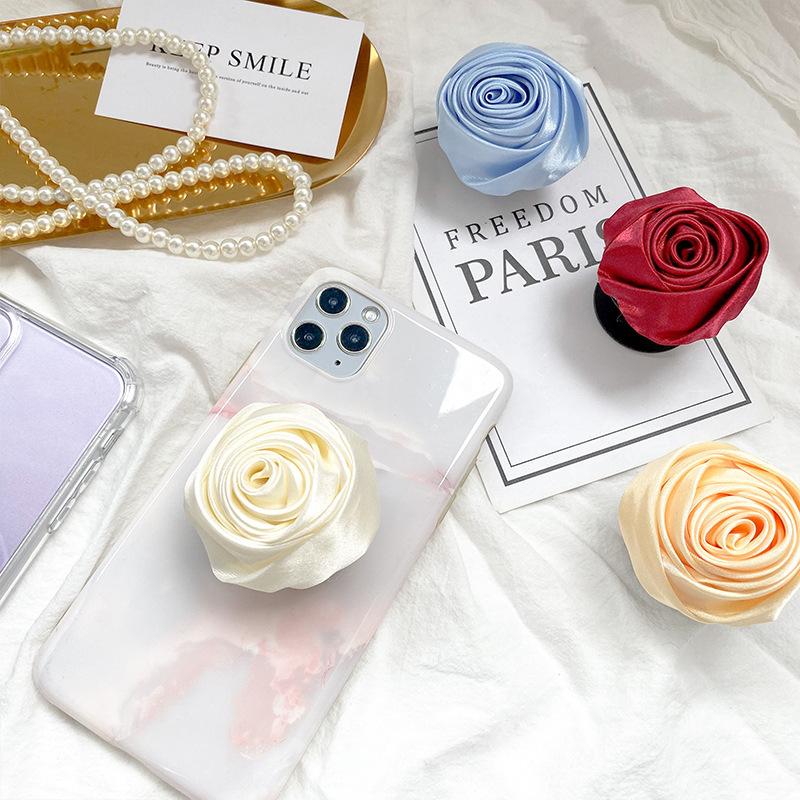 Creative Silky Satin Rose Airbag Bracket Lazy Desktop Case Folding Air Cushion Bracket Tablet Phone