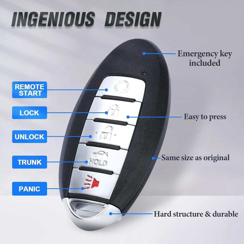 Smart Fernbedienung Keyless Entry Autoschlüsselanhänger Ersatz 433MHz 4A Chip für Nissan Altima Sentra Versa KR5TXN4 S180144803 5 Tasten
