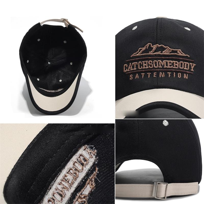 Baseballkappe mit kurzem Schirm, farblich passende Buchstaben, atmungsaktiv, weiches Oberteil, Unisex, Outdoor-Sonnenhut