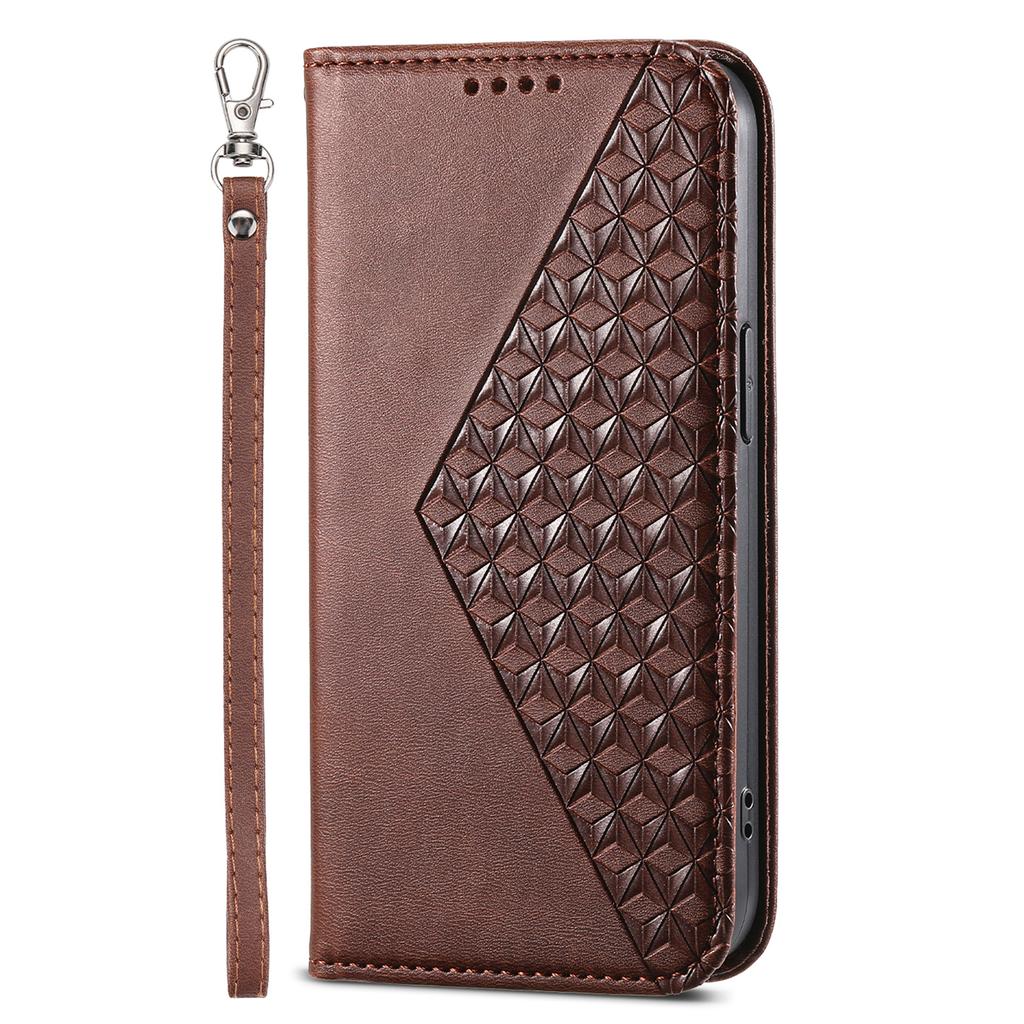 For iPhone 16 Wallet Case Calf Texture PU Leather Phone Cover with Strap