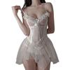 Lace Lingerie Chemise See Through Tulle Nylon Charming Exotic Lace Nightgown for Honeymoon White Free Size