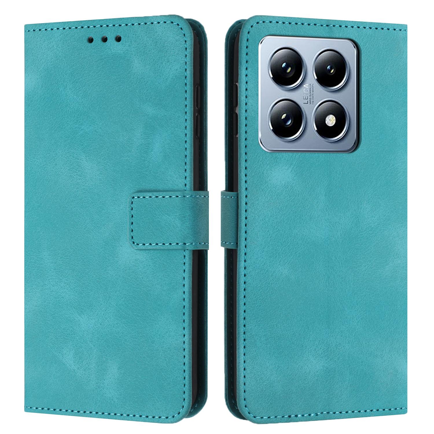 

For Xiaomi 14T Leather Case Solid Color Wallet Protective Phone Cover Green