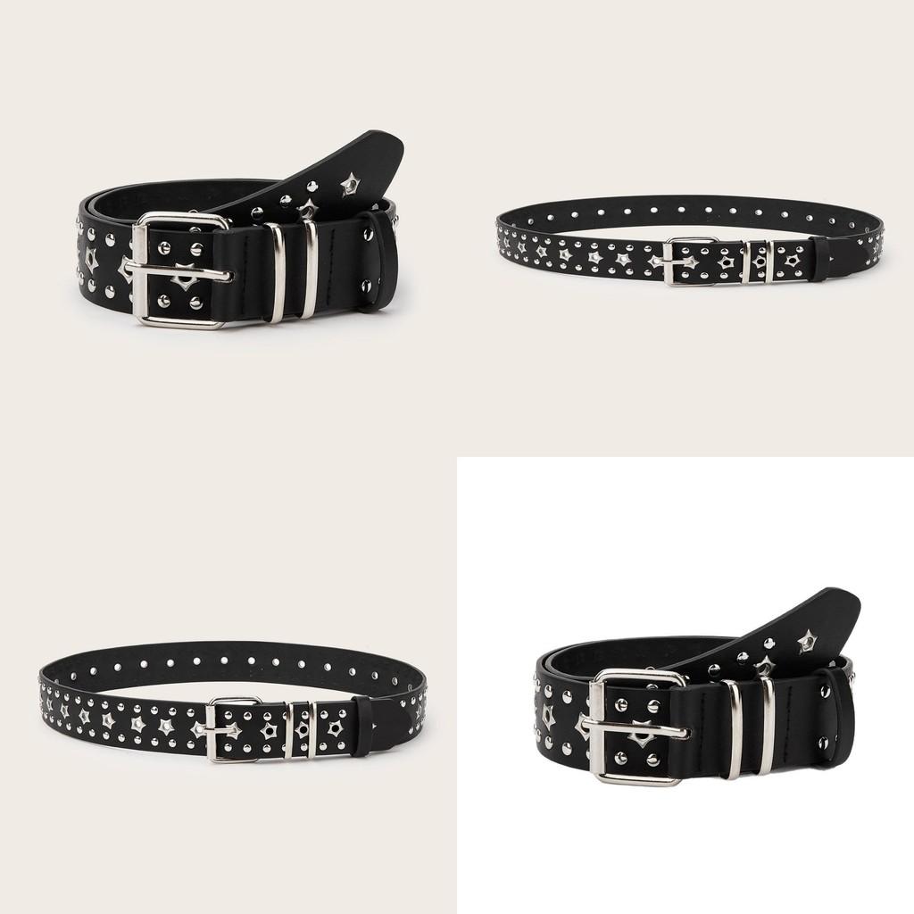 Fashionable Solid Color Star And Rivet Decor Women Belt For Casual Denim And Office Wear