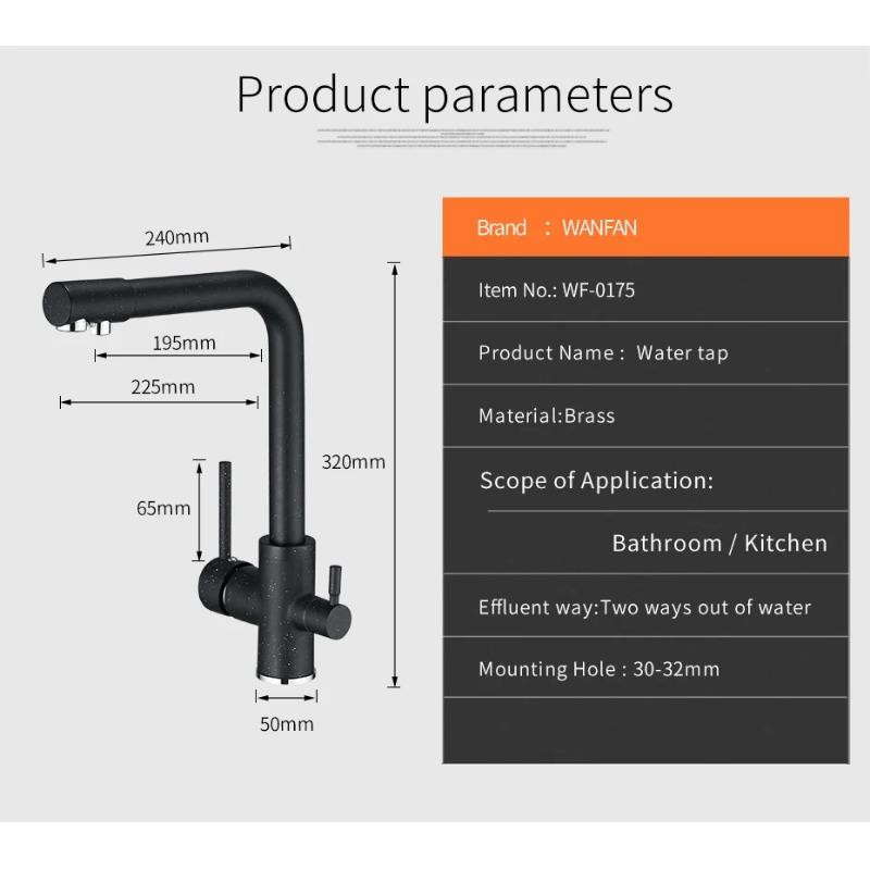 Filter Kitchen Faucets Deck Mounted Mixer Tap 360 Rotation with Water Purification Features Mixer Tap Crane For Kitchen WF-0175