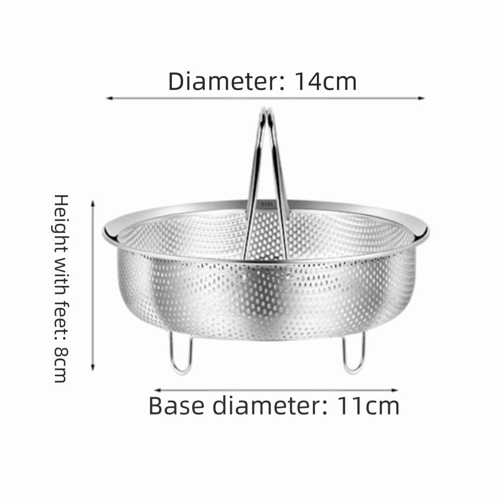 

201 Stainless Steel Steamer Basket Foldable Handle Generic Food Steam Rack Thickened Safe Material Fruit Drain Basket