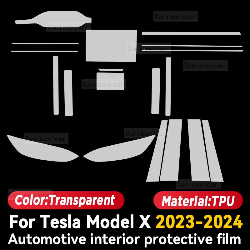 For TESLA Model X 2023 2024 Car Interior Center Console Screen Protective Film Anti-scratch Repair Sticker Accessories