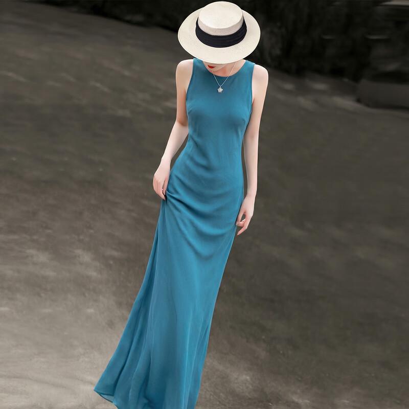 Lanseer Women s French Style Lyocell Bias-Cut Sleeveless A-line Dress L