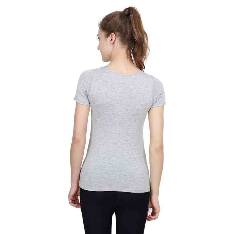 Women's Short-Sleeve Modal Tank with Chest Pad - No Bra Yoga Base Layer