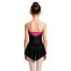 Body da pattinaggio artistico da bambina senza maniche con strass e gonna