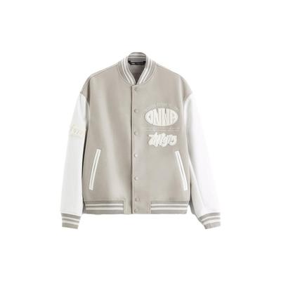 Letter Stand Collar Single Breasted Long Sleeve Jacket Men Jackets White 03918478251-33