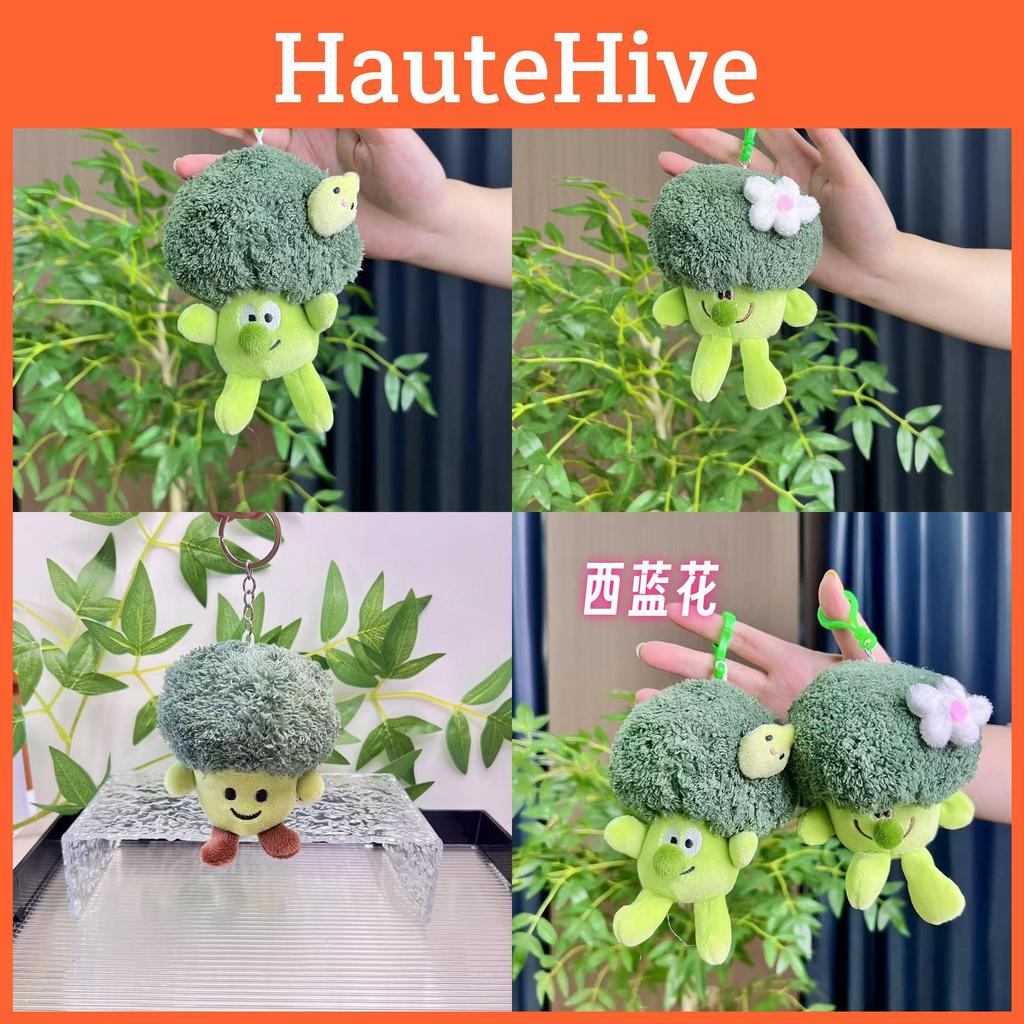 Broccoli Green Charming Plush Keyring With Colorful Chick Design Kids For