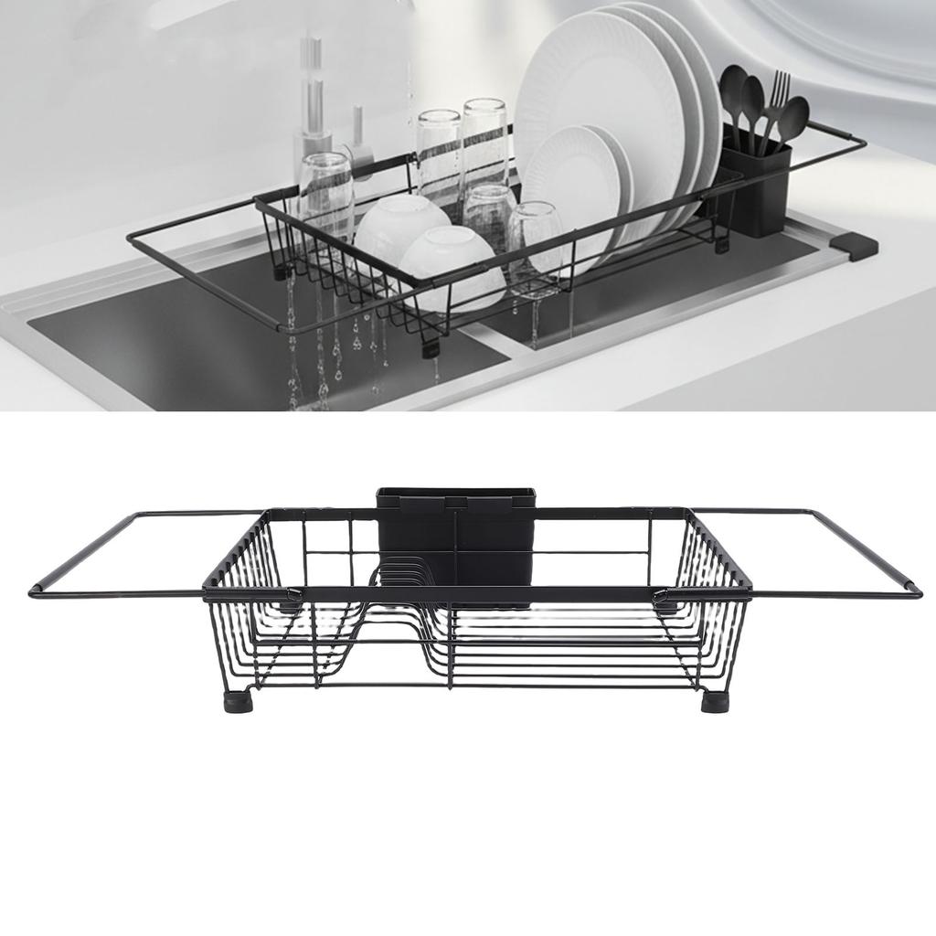 Expandable Dish Drying Rack in Sink Iron Kitchen Utensil Dish Holder Drainer Space Saving for Dishes Plates Bowls