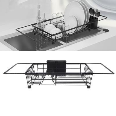 Expandable Dish Drying Rack In Sink Iron Kitchen Utensil Dish Holder Drainer Space Saving for Dishes Plates Bowls