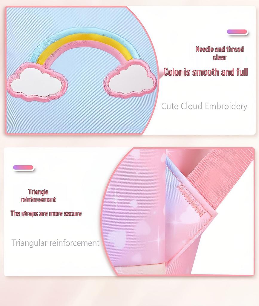 Gradient Color Kids' Backpack with Spine Protection - Rainbow Double-Shoulder for Girls & Boys, Weight-Reducing, Ideal for Elementary School.