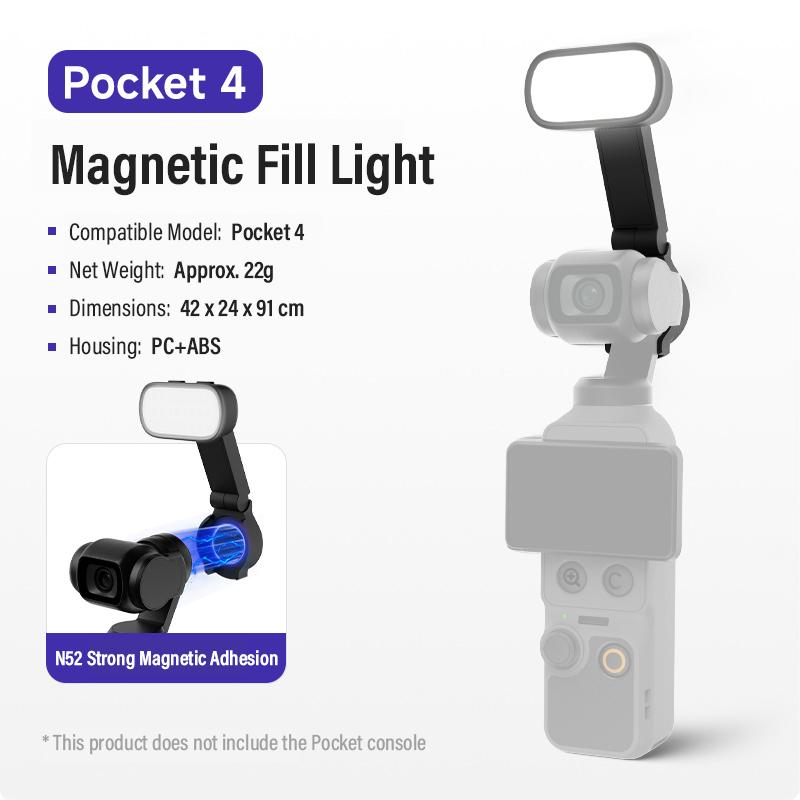 soonpho for JI Osmo Pocket 4 Fill Light Compact and Portable, it Delivers Natural Soft Lighting for a Beautifying Effect In Low-Light 1pcs