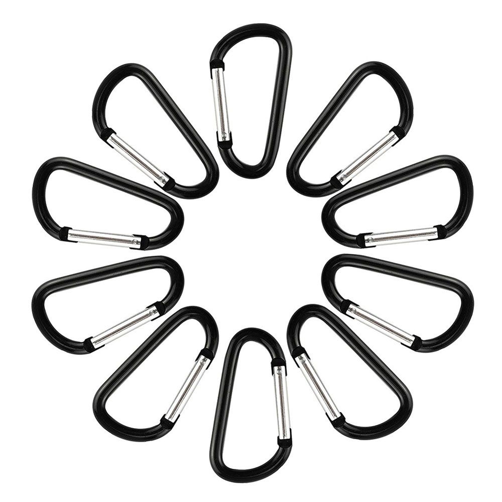 

Outdoor 10Pcs Hook D Ring Shape Locking Carabiners Clip Keychain Hanging Buckle Carabiner чёрный