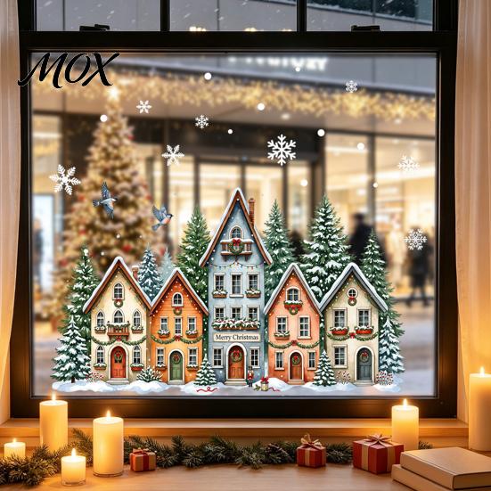 Transparent PVC Stickers Christmas Static Window Clings, Glass Stickers, Xmas Winter Snowflake Decals Decorative Sheets for Home Store Holiday