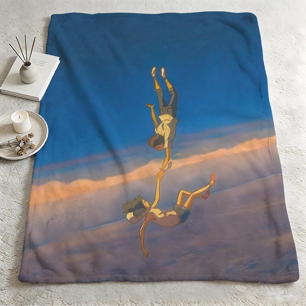 Anime W-Weathering with You-u Throw Warm Soft Flannel Blanket, Multi-use for Sofa Bed Camping Travel Nap