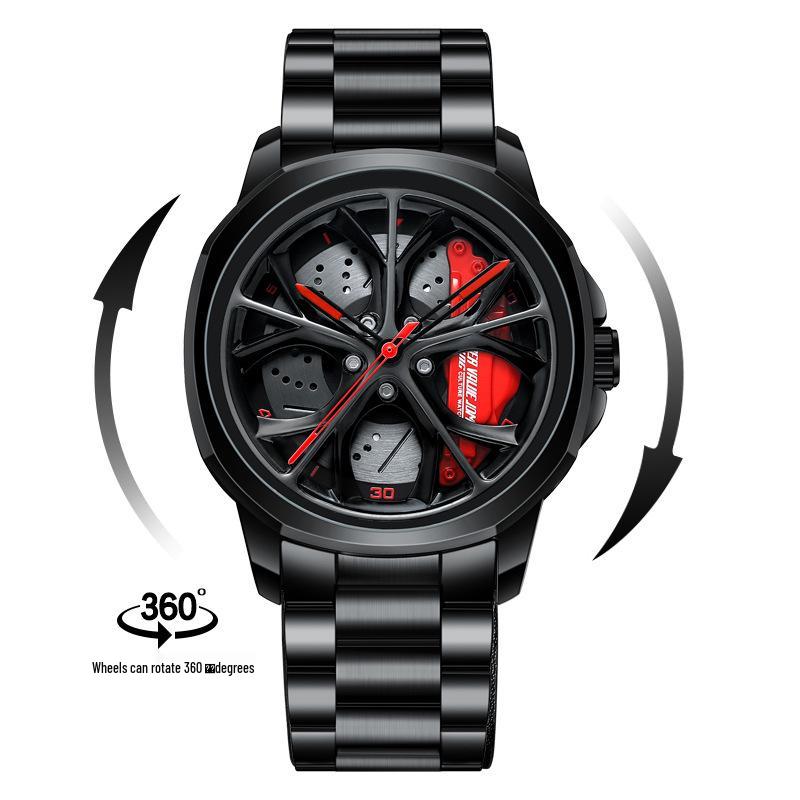 SVJ Men's Wheel Watch: Cross-border Bestseller with 3D Hollow Design & Car Mod Brake Caliper