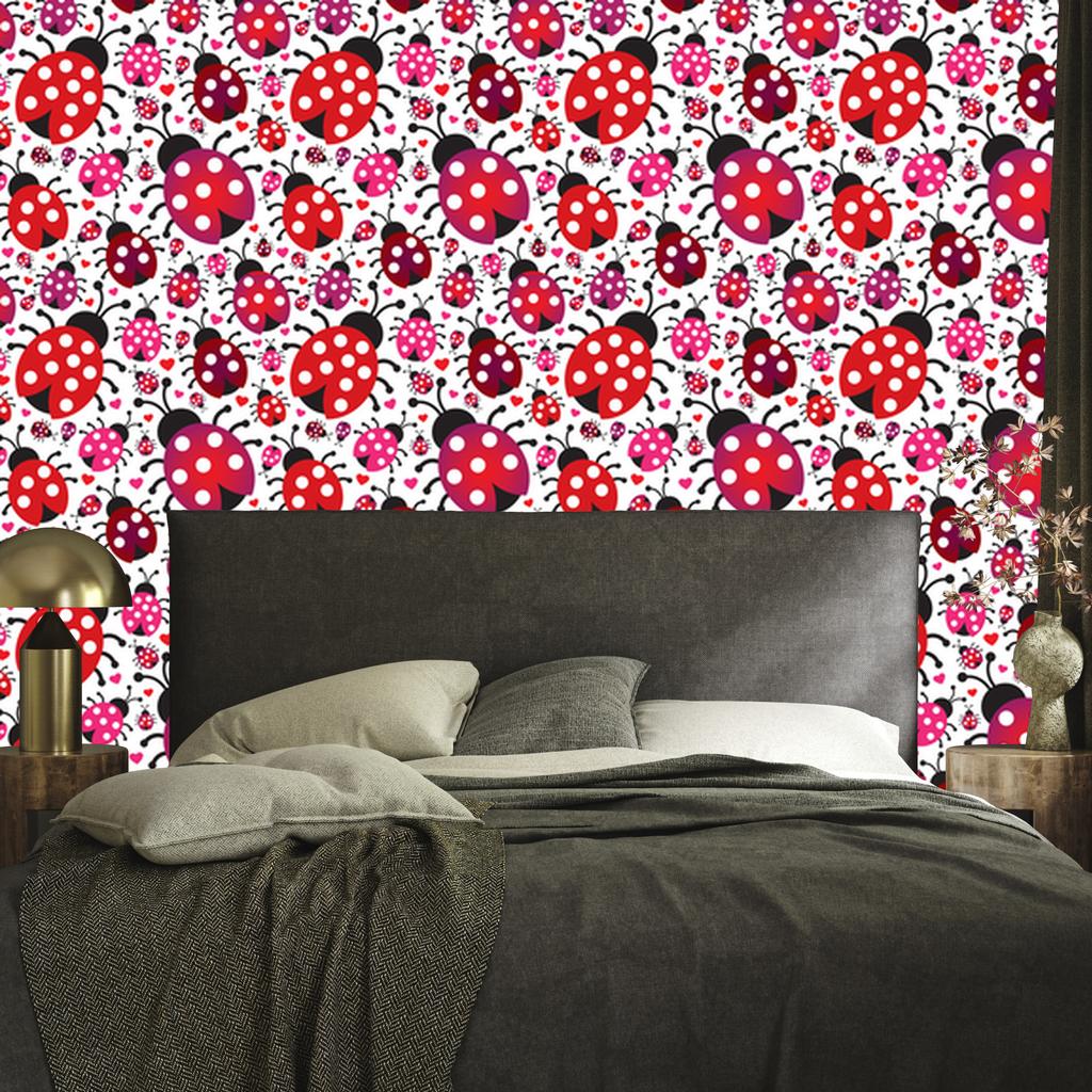 Ladybugs and Hearts Wallpaper for Living Room and Bedroom 50x1000
