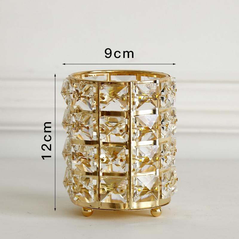 

European Style Light Luxury Crystal Makeup Brush Holder Exquisite Pen Holder Desktop Storage Home Storage & Organization золотой